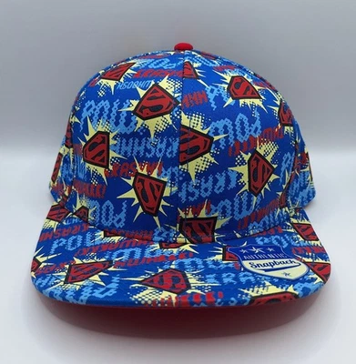 Superman Crash Pow Impresión Completa AOP Azul Rojo Snapback Sombrero DC Comics Superhéroe Foto 1 de 4