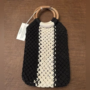 LAUDE THE LABEL Gabby Mini Macrame Bag Black Curator Rachel Zoe NWT - Picture 1 of 5
