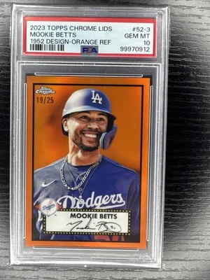 2023 Topps Chrome Baseball Lids Psa 10 Gem Mint #52-3 Mookie Betts Orange /25 - Image 1 of 4