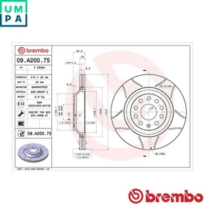 2x BRAKE DISC 09.A200.75 FOR VW PASSAT/B7/CC/B6/ALLTRACK/B8 GOLF/VI/VII/Van 1.8L - Picture 1 of 7
