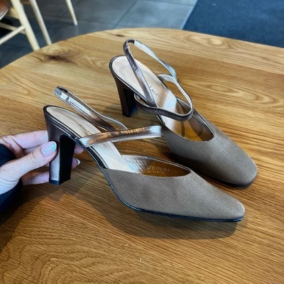 Ralph Lauren Mujer 8.5 Taupe Metálico Cordones Bloque Tacón De Colección Foto 1 de 4