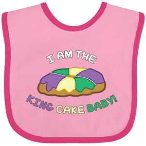 Inktastic I Am The King Cake Baby Baby Bib Cute New Orleans Nola Holiday Clever - Picture 1 of 9