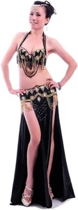 Professional Belly Dance Bra and Belt Belly Dancing Skirt Slit- Small - Picture 1 of 2