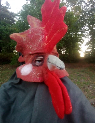 Máscara de gallo de fieltro Luxuru adultos unisex.Tocado de festival.Máscara Halloweem Foto 1 de 4
