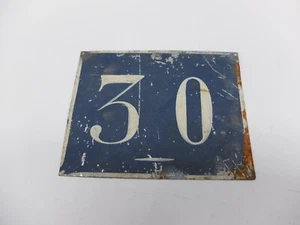 Número de casa 30 azul chapa placa de chapa antigua Francia guerra mundial francesa - Imagen 1 de 3