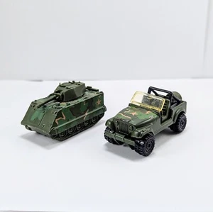 Hot Wheels Army Camo Lot of 2 - Tank Personnel Carrier Jeep CJ-7 Roll Patrol VTG - Picture 1 of 17