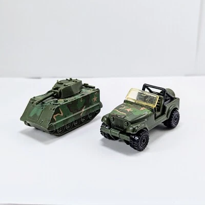 Hot Wheels Army Camo Lot of 2 - Tank Personnel Carrier Jeep CJ-7 Roll Patrol VTG - Image 1 of 4