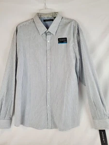 NWT Mens Axist Slim Fit Shirt Blue White STRIPE Button Up Long Sleeve XXL - Picture 1 of 3