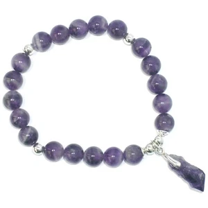 ARMBAND 19,5cm AMETHYST mit Natur Kristall und 925 Silber dehnbar DA102 - Bild 1 von 6