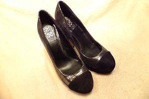 Vince Camuto Black Velvet /Black & Silver Fabric 5" Platform Heel Sz6 Never Worn - Picture 1 of 9