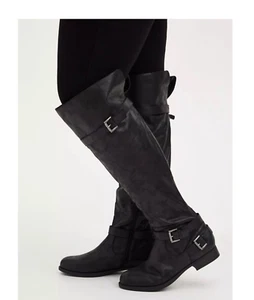 TORRID Over Knee Boots Womens 8W Black Faux Suede NEW - Picture 1 of 18