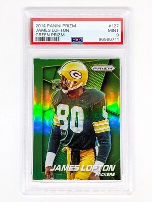 2014 Panini Prizm Green Prizm #127 James Lofton PSA 9 Green Bay Packers HOF - Image 1 of 2