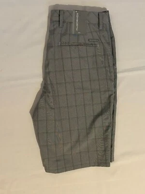 NEW MEN’S ASHWORTH GOLF CHECK FLAT FRONT SHORT, SIZE 32, PEBBLE/DARK GREY - Image 1 of 2