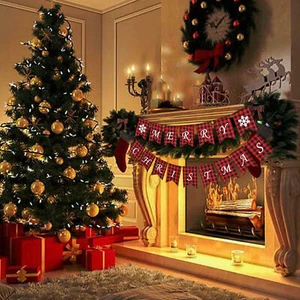 Frohe Weihnacht-Fahnen-Flaggen-Rot-hängende Verzierungs-Zuhause-Party-Dekor - Bild 1 von 7