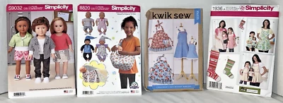Lot of 4 Brand New Mint Simplicity & Kwik Sew Patterns-Dolls, Mom & Me Matching - Image 1 of 4