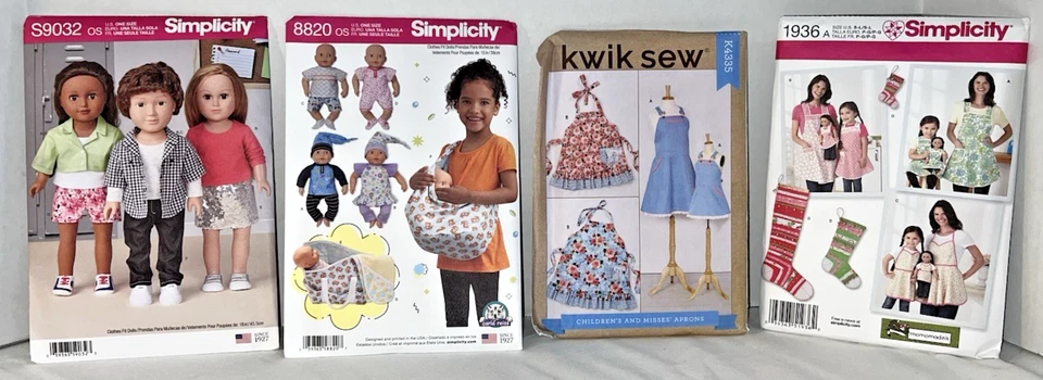 Lot of 4 Brand New Mint Simplicity & Kwik Sew Patterns-Dolls, Mom & Me Matching - Image 1 of 4