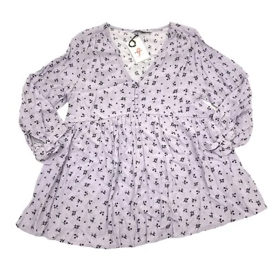 The Nines by HATCH Womens Size M Tie 3/4 Sleeve Maternity Blouse Lilac Floral - Image 1 of 4