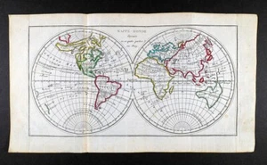 1810 Delalain World Map North South America Africa Europe Asia Australia Canada - Picture 1 of 4