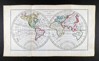 Mapa del Mundo Delalain 1810 América del Sur África Europa Asia Australia Canadá Foto 1 de 4