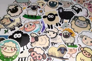 56 Sticker Schafe Kawaii Cartoon Bauernhof Tiere DIY Aufkleber Stickerbomb (W3 - Bild 1 von 5