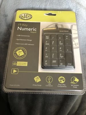 Gear Head 19 Key Numeric Keypad USB 2.0 Num Lock LED Indicator New - Image 1 of 3