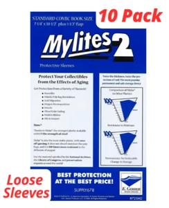 10 Mylites 2 Mil Mylar Comic Book Bags Standard Size 7 1/4" x 10 1/2" E. Gerber - Picture 1 of 3
