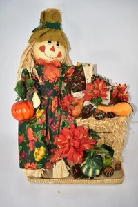 THANKSGIVING SCARECROW SITTING ON STRAW BALE CENTERPIECE - Picture 1 of 11