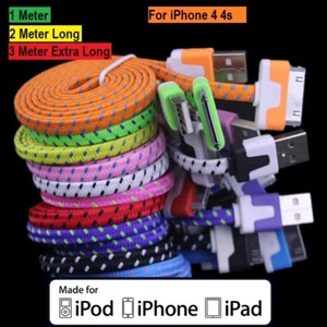 Strong Braided USB Data Sync Charger Cable For iPhone 4 4S 3G 3GS iPad 2 &1 iPod - Picture 1 of 12