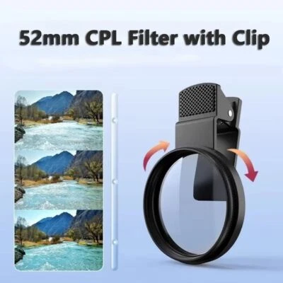 Polarizer Filter 52mm Mobile Phone Photography Polarizing Filter with Clip CPL - Image 1 of 4