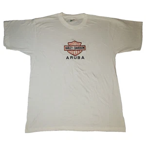 HARLEY DAVIDSON MOTORCYCLES ARUBA TSHIRT MEN'S SIZE 50 LARGE WHITE EMBROIDERED - Picture 1 of 8