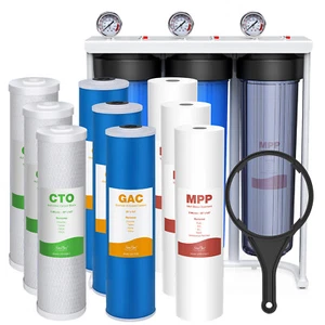 3 Stage 20 Inch Whole House Water Filter Housing System +3 Set Filter Cartridges - Picture 1 of 31