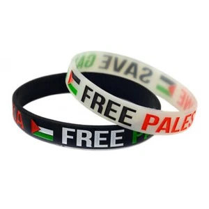Free Palestine Silicone wrist band / bracelet Palestinian flag PLO Gaza Free PP - Foto 1 di 18