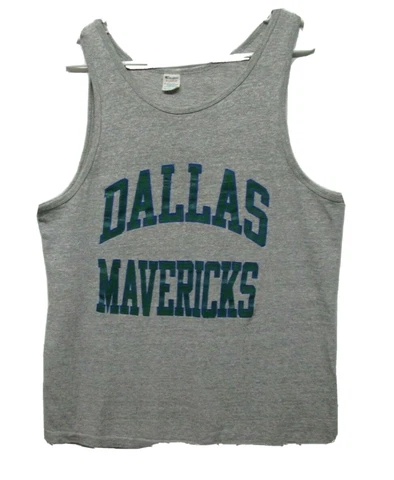 Vtg 80s Dallas Mavericks Champion USA Made Sleeveless t shirt Tank Top Gray Cover