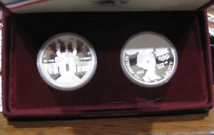 Proof set of two.1983 & 1984 US Olympic Silver Dollars Set w/ Case - Los Angeles - Picture 1 of 3