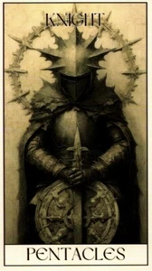 Caballero Pentáculos, Obscura Horror Tarot Carta Surrealista Metafísica - Imagen 1 de 2