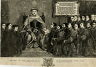 Antique Print-HISTORY-HENRY VIII-BARBER-SURGEON-CHARTER-Holbein-Linton-1856