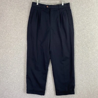 Bugle Boy Co Dress Pants Mens 32x30 Blue Pleated Front Cuffed Hemmed 32x26.5 - Image 1 of 4