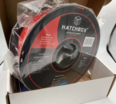 HATCHBOX PLA 1.75 mm 3D Printer Filament True RED 1 kg NEW In Box Sealed Spool - Image 1 of 4