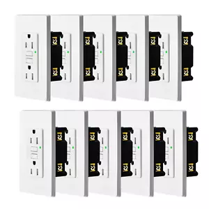 GFCI Outlet 15 Amp Receptacles, Weather-Resistant(Wr) with LED Indicator, Decora - Picture 1 of 7