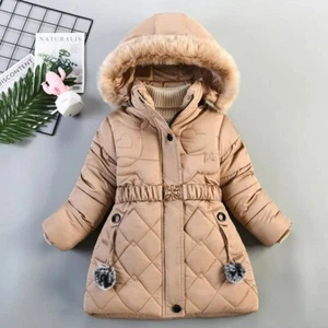 Winter Girls Jacket Keep Warm Hooded Windproof Outerwear Birthday Christmas Coat - Picture 1 of 19