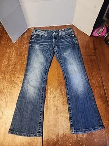 Miss Me JE5732BR Signature Boot Cut Denim Blue Jeans Women's Sz 28x31 Bling  - Picture 1 of 7