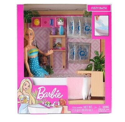 Barbie Fizzy Bath Doll & Playset, Blonde, With Tub, Puppy & More - Mattel 3+ • 10.39£