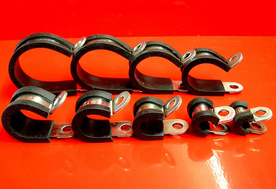 Rohrschellen Edelstahl gummiert 3 bis 26 mm  10 bis 100 Stück P-Typ TOP - Bild 1 von 1