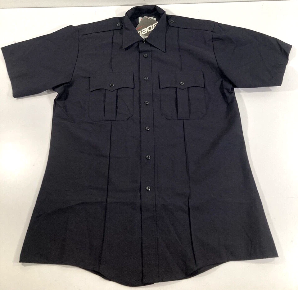 XS ELBECO MENS P834 PARAGON PLUS SHORT SLEEVE POPLIN SHIRT MIDNIGHT NAVY