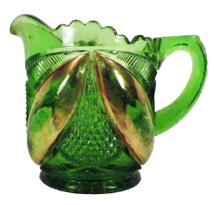 Unique Creamer Green Cooperative Flint Glass Gold 1898 Antique - Picture 1 of 6