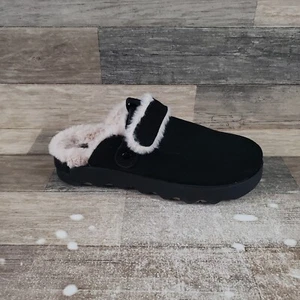 Sorel Viibe Suede Cozy Women's Clogs Sz 10 Black Suede Faux fur Lined Slingback - Picture 1 of 12