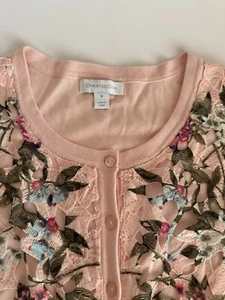 NUEVO Suéter Cárdigan Floral Charter Club Calibre Fino Encaje - Talla Mediana - Imagen 1 de 7