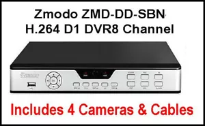 ZMODO Surveillance DVR 8-Channel ZMD-DD-SBN8 w/ 4 Cameras & Cables + 500GB HD - Picture 1 of 23