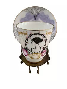 Vintage Russian Lomonosov Demitasse Cup & Saucer Anna Akhmatova 22K Trim 1744 - Picture 1 of 20