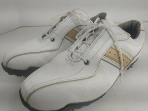 Zapatos de golf FootJoy LoPro 97153 para mujer talla 6,5 M cuero blanco-marrón clavos suaves - Imagen 1 de 12